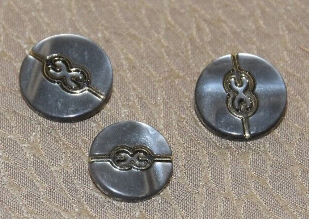 Vintage Signature Escada Logo Replacement Gray and Silver Resin buttons Lot 3